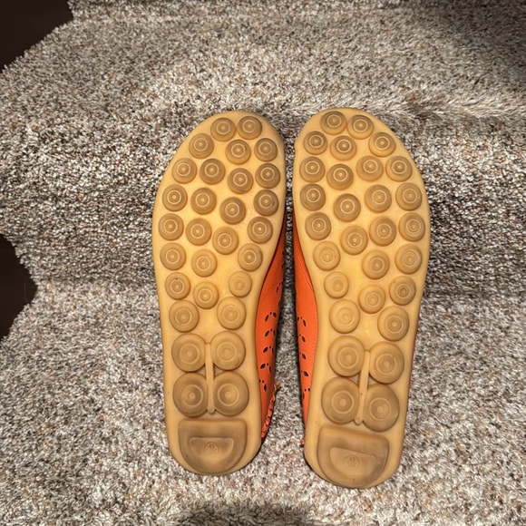 Orange Leather Women's Loafers - Picture 2 of 5